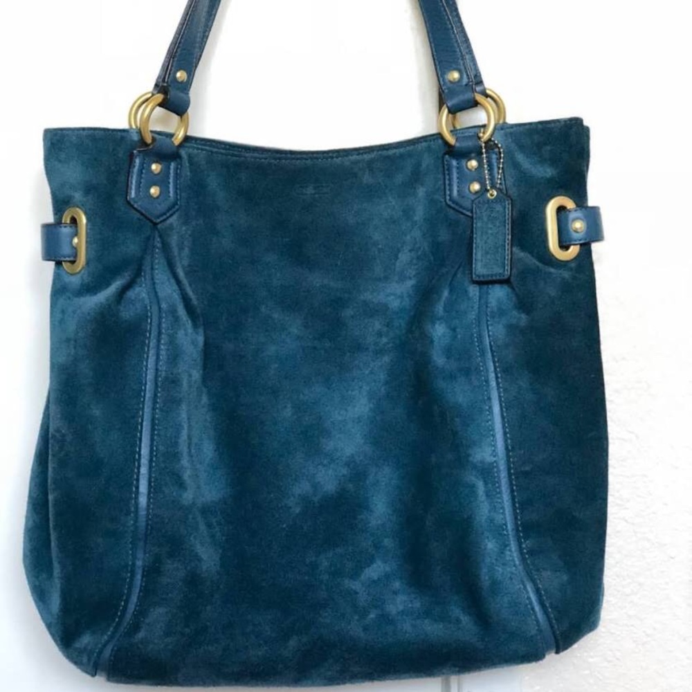 Teal suede Coach bag